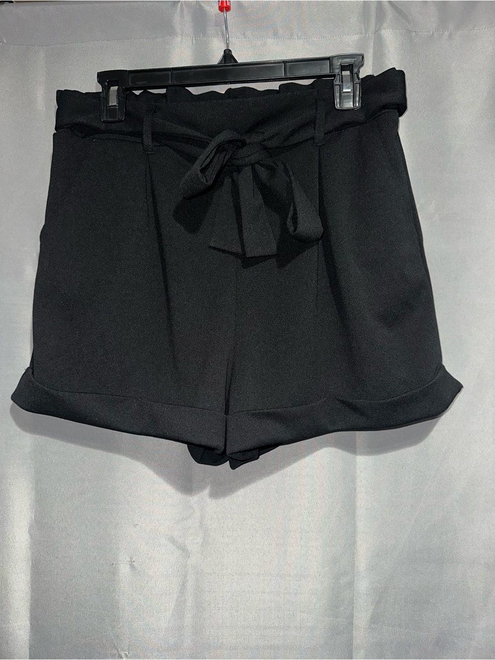 HUE Black High-Waist Tie-Belt Women's Shorts